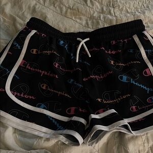 Girls Champion Multicolor Logo Black Shorts 
10/12   Like New